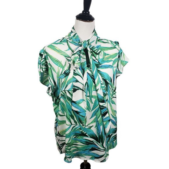 7th Ave NY&C Women's size Large Green & Blue Floral Top New York & Company - Picture 1 of 7